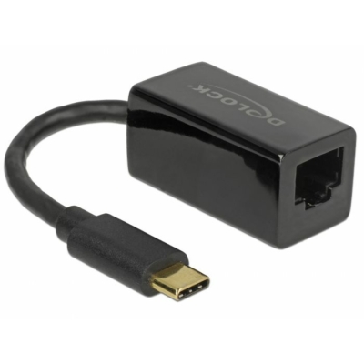 DeLock SuperSpeed USB (USB 3.1 Gen 1) with USB Type-C™ male > Gigabit LAN 10/100/1000 Mbps compact fekete