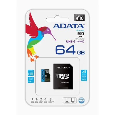 Kép 5/5 - A-Data 64GB microSDXC Premier Class 10 UHS-I V10 A1 + adapterrel