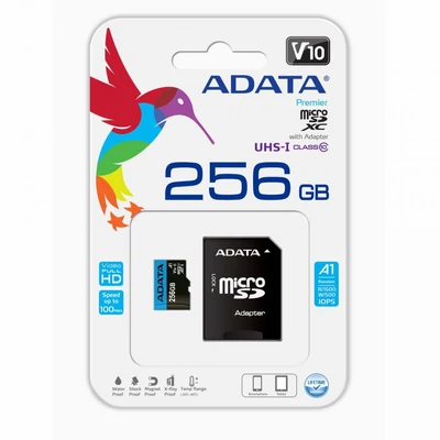 Kép 4/4 - A-Data 256GB microSDXC Premier UHS-I Class10 V10 A1 + adapterrel