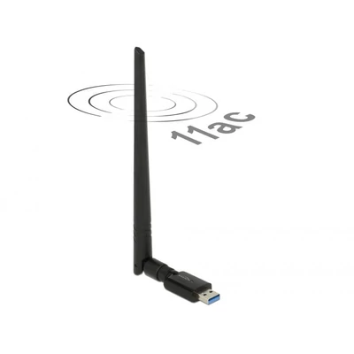 DeLock USB 3.0 Dual Band WLAN ac/a/b/g/n Stick 867 + 300 Mbps külső antennával