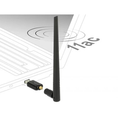 Kép 2/4 - DeLock USB 3.0 Dual Band WLAN ac/a/b/g/n Stick 867 + 300 Mbps külső antennával
