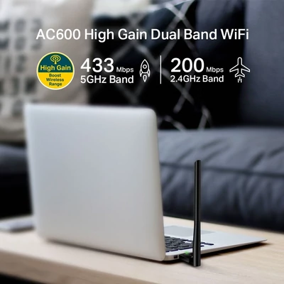 Kép 3/7 - TP-Link Archer T2U Plus AC600 High Gain Wireless Dual Band USB adapter