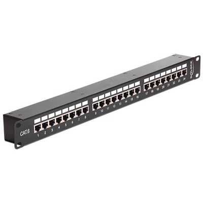 DeLock 24-port patch panel 1U fekete