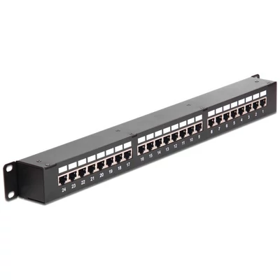 Kép 2/3 - DeLock 24-port patch panel 1U fekete