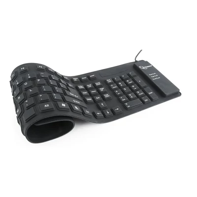 Kép 2/6 - Gembird KB-109F-B Flexible Keyboard & OTG adapter Black US