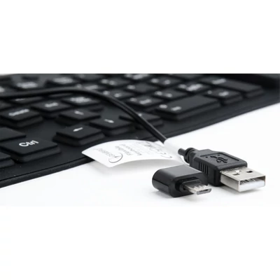 Kép 3/6 - Gembird KB-109F-B Flexible Keyboard & OTG adapter Black US