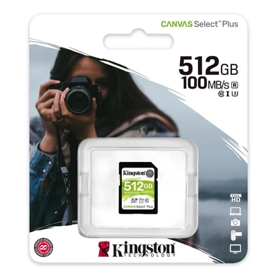 Kép 3/3 - Kingston 512GB SDXC Canvas Select Plus Class 10 100R C10 UHS-I U3 V30