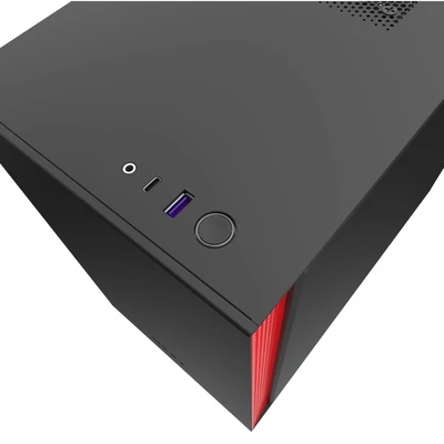 Kép 3/8 - NZXT H210 Tempered Glass Matte Black/Red