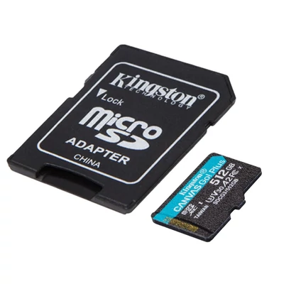 Kép 2/3 - Kingston 512GB microSDXC Canvas Go! Plus Class 10 170R A2 U3 V30 Card + adapterrel