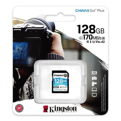 Kép 3/3 - Kingston 128GB SDXC Canvas Go! Plus Class 10 170R UHS-I U3 V30