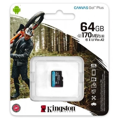 Kép 3/4 - Kingston 64GB microSDXC Canvas Go! Plus Class 10 170R A2 U3 V30 Card adapter nélkül