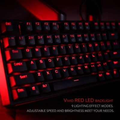 Kép 9/10 - Redragon Surara Pro Red LED Backlight Mechanical Gaming Keyboard with Ultra-Fast V-Optical Blue Swit