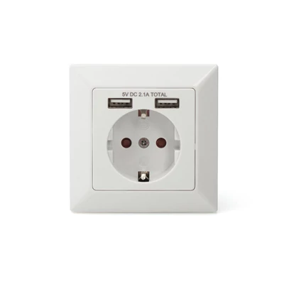 Kép 2/4 - Digitus DA-70613 csatlakozóaljzat 2x USB White