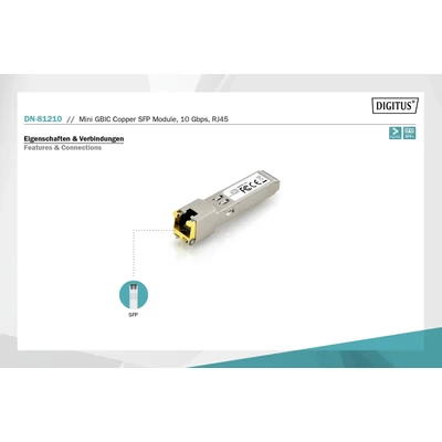 Kép 8/9 - Digitus DN-81210 halózati adó-vevő modul Réz 10000 Mbit/s SFP
