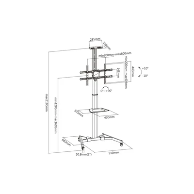Kép 3/3 - Digitus DA-90370 TV Presentation cart Black