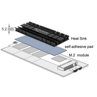 Kép 2/3 - DeLock Heat Sink flat 70mm for M.2 module Black