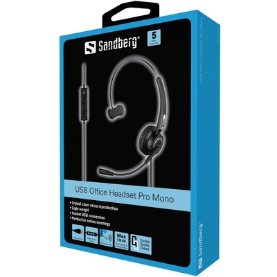 Kép 3/3 - Sandberg USB Office Headset Pro Mono Black