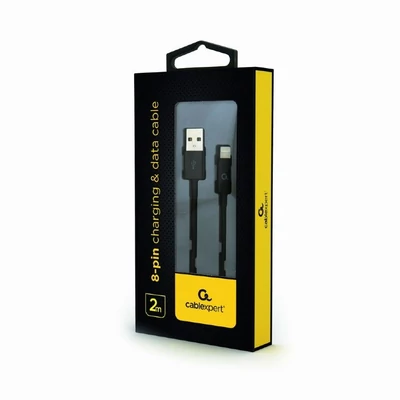 Kép 2/2 - Gembird CC-USB2P-AMLM-2M 8-pin charging and data cable 2m Black