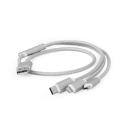 Kép 3/4 - Gembird CC-USB2-AM31-1M-S USB 3-in-1 Charging cable 1m Silver