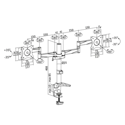 Kép 2/4 - Logilink BP0077 13"–27" Dual Monitor Mount Black