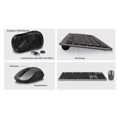 Kép 3/6 - Ewent EW3264 Wireless Keyboard and Mouse Set Black HU