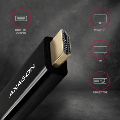 Kép 3/7 - AXAGON RVD-HI14C2 DisplayPort to HDMI active cable 4K@30Hz 1,8m Black