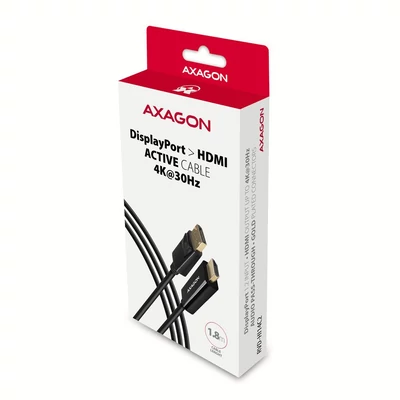 Kép 7/7 - AXAGON RVD-HI14C2 DisplayPort to HDMI active cable 4K@30Hz 1,8m Black
