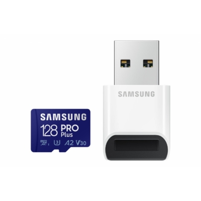 Kép 1/3 - Samsung 128GB microSDXC Pro Plus Class10 U3 A2 V30 adapter nélkül