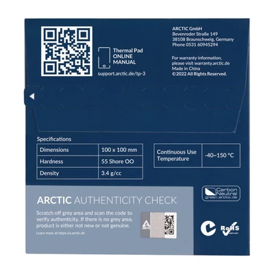 Kép 3/3 - Arctic TP-3 100x100x1,5mm Hővezető lap (1lap/csomag)