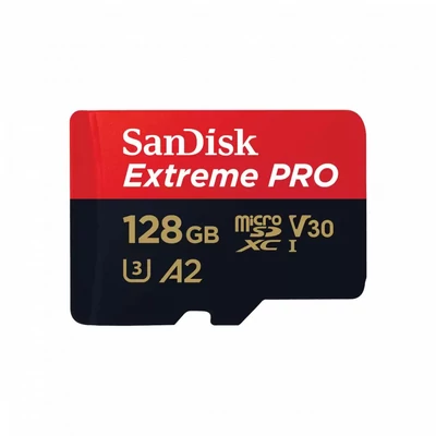 Kép 2/3 - Sandisk 128GB microSDXC Extreme Pro Class 10 UHS-I A2 C10 V30 + adapterrel