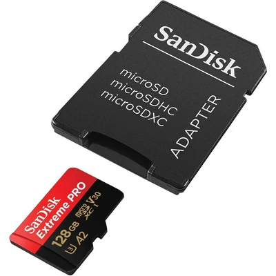 Kép 3/3 - Sandisk 128GB microSDXC Extreme Pro Class 10 UHS-I A2 C10 V30 + adapterrel