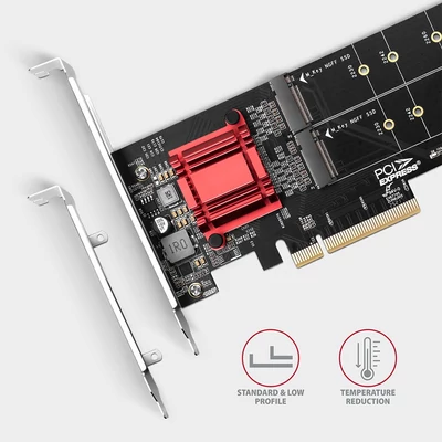 Kép 4/6 - AXAGON PCEM2-ND PCIE 2X NVME M.2 Adapter