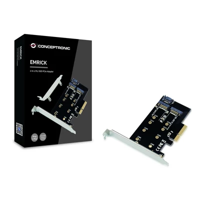 Kép 2/4 - Conceptronic EMRICK04B 2-in-1 M.2 PCIe Card, M.2 SATA x 1, M.2 NVMe x 1