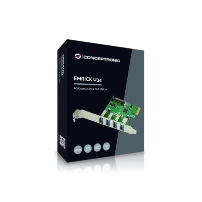 Kép 3/3 - Conceptronic EMRICK02G 4-Port USB 3.0 PCIe Card
