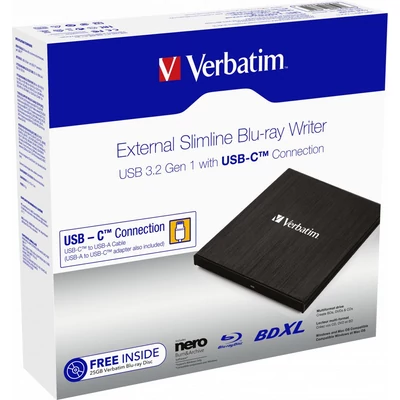 Kép 2/2 - Verbatim External Slimline Blu-ray Writer Black BOX