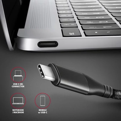Kép 7/8 - AXAGON RVC-HI2MC USB-C -> HDMI 2.0 adapter 4K/60Hz Aluminum 1,8m cable Black