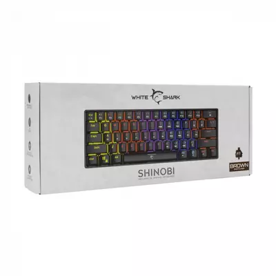 Kép 7/7 - White Shark GK-2022B Shinobi Brown Switches Mechanical 60% Gaming Keyboard Black HU