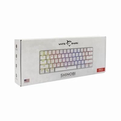 Kép 7/7 - White Shark GK-2022W Shinobi Red Switches Mechanical 60% Gaming Keyboard White US