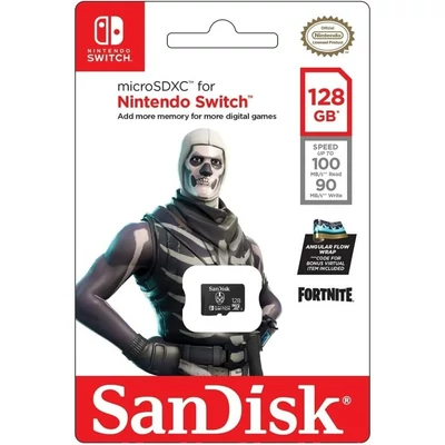 Kép 3/3 - Sandisk 128GB microSDXC Class 10 UHS-I U3 For Nintendo Switch Skull Trooper Fortnite Edition