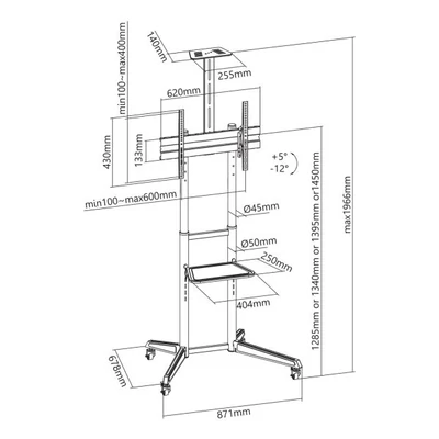 Kép 4/4 - SBOX FS-401 Floor Mobile Mount 37"-70" Black