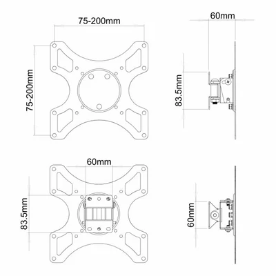 Kép 3/4 - SBOX LCD-2900B Wall Mount 19"-43" Black