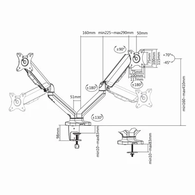 Kép 9/10 - SBOX LCD-S024 Desktop Mount 17"-32" Black
