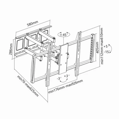 Kép 2/2 - SBOX PLB-3769 Wall mount 60"-100" Black