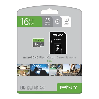 Kép 3/3 - PNY 16GB microSDXC Elite Class 10 UHS-I + adapterrel