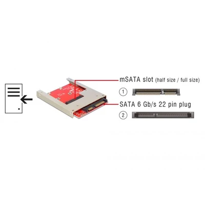 Kép 4/5 - DeLock Converter SATA 22 pin > mSATA Full Size