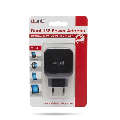 Kép 2/2 - Delight Adapter 2USB Black