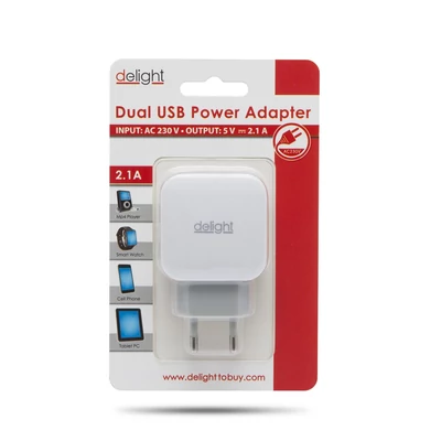 Kép 2/2 - Delight Adapter 2USB White