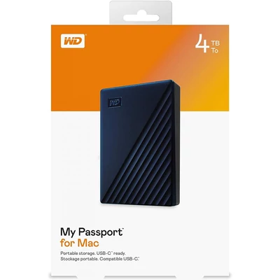 Kép 6/7 - Western Digital 4TB 2,5" USB3.0 My Passport for Mac Midnight Blue
