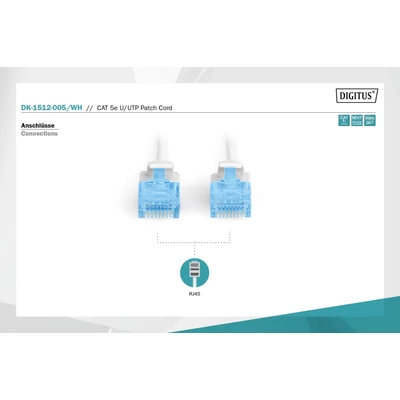 Kép 2/5 - Digitus CAT5e U-UTP patch kábel 0,5m fehér