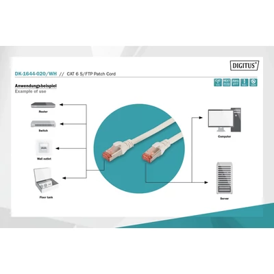 Kép 3/5 - Digitus CAT6 S-FTP patch kábel 2m fehér